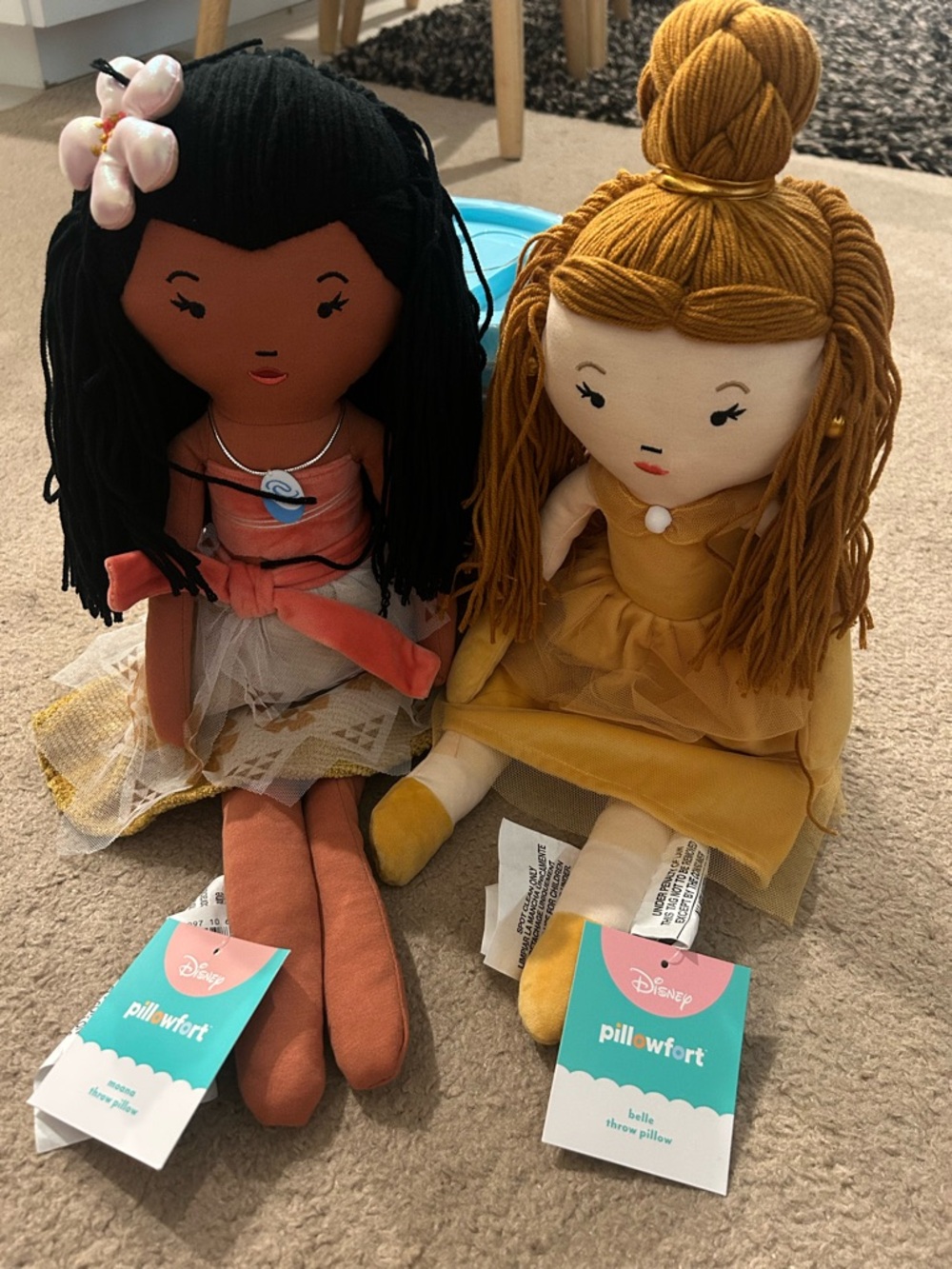 Disney Pillowfort Moana and Belle Plush Dolls
